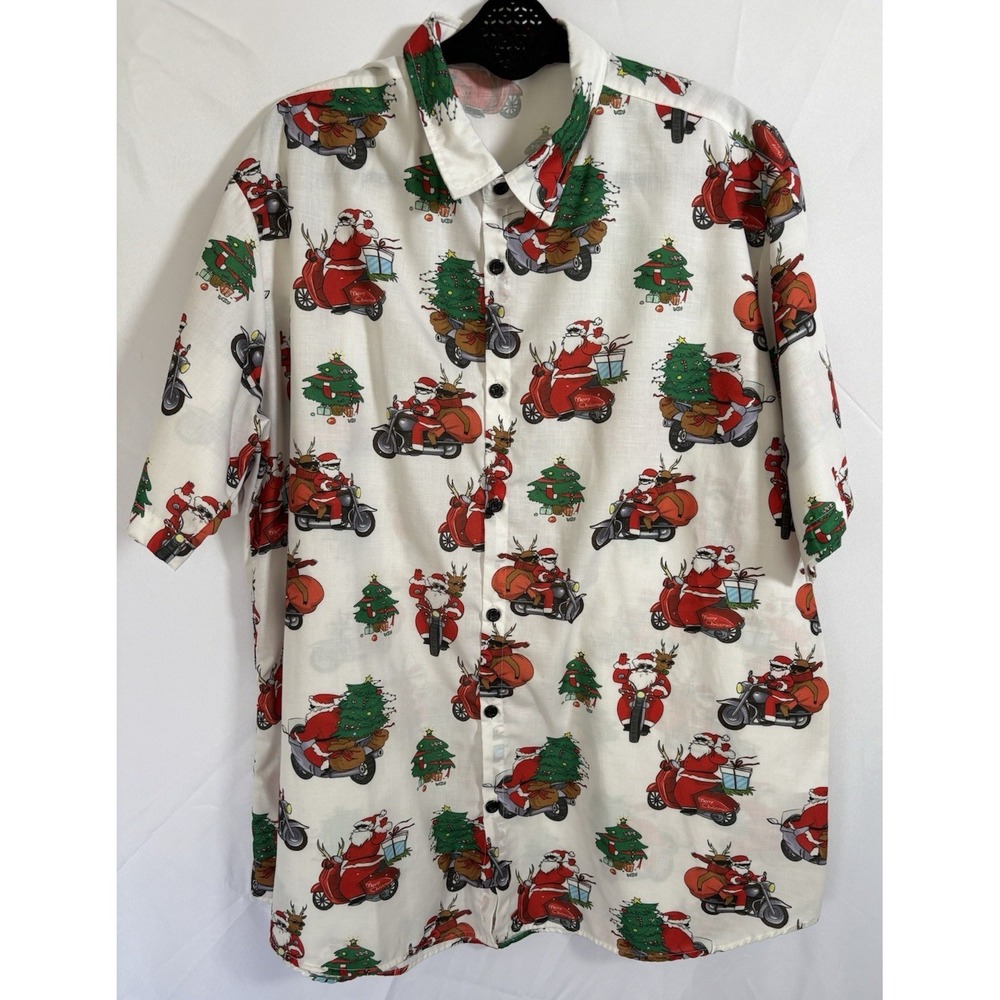 Jogal‎ Shirt Size 2XL Christmas Santa Motorcycle Tree